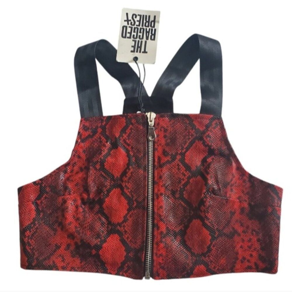 The Ragged Priest Snakeskin Faux Leather Crop Top Size Small